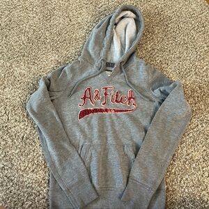 Abercrombie & Fitch Gray and Red Hoodie Sweatshirt
